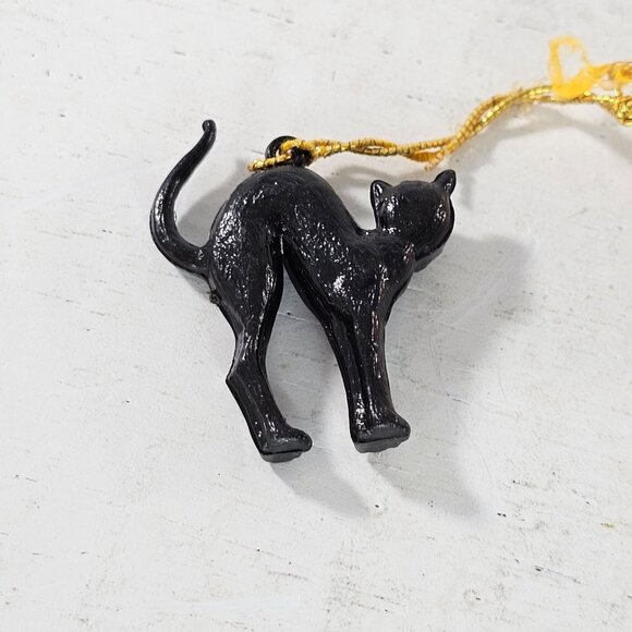 Black Cat Miniature Ornament Orange Pumpkin Bone China Figurines Set Halloween - Picture 4 of 8